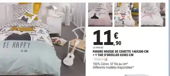 E.Leclerc Parure housse de couette 140x200 cm + 1 taie d'oreiller 63x63 cm offre