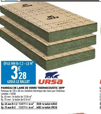 Brico Cash Panneau de laine de verre thermocoustic 38PP offre