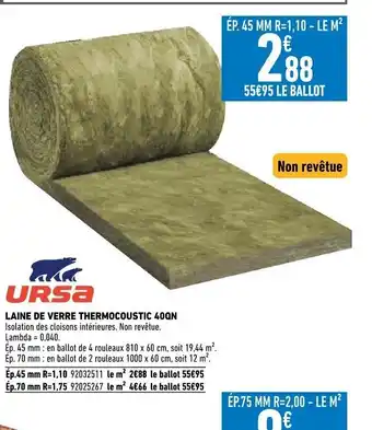 Brico Cash Laine de verre thermocoustic 40QN offre