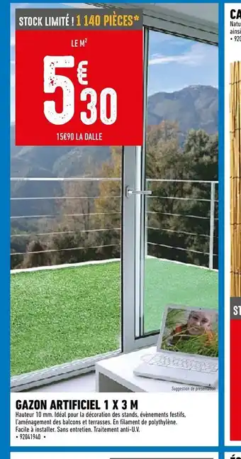 Gazon artificiel 1x3m
