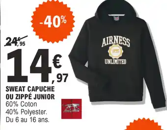 E.Leclerc Sweat capuche ou zippé junior offre