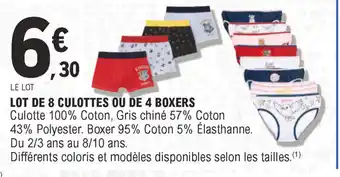 E.Leclerc Lot de 8 culottes ou de 4 boxers offre