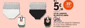 E.Leclerc Lot de 2 shorties ou culottes junior offre