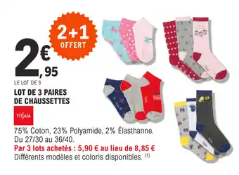 E.Leclerc Lot de 3 paires de chaussettes offre