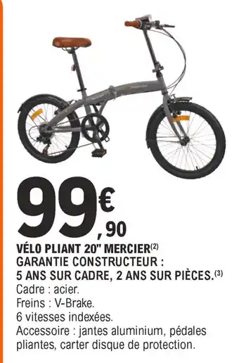E.Leclerc Vélo pliant 20" mercier offre