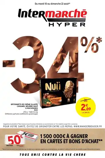 Intermarché Hyper Bâtonnets de crème glacée caramel beurre salé & macadamia nuii offre