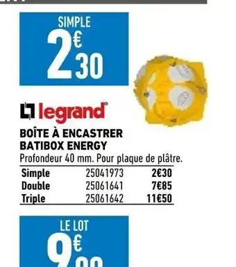 Brico Cash Boite a encastrer batibox energy offre