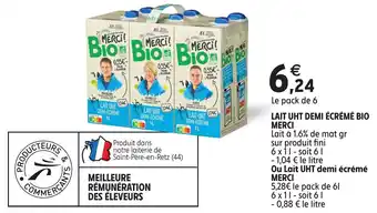 Intermarché Hyper Lait UHT Demi écrémé Bio Merci offre