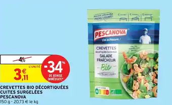 Intermarché Hyper Crevettes Bio Décortiquées Cuites Surgelées offre