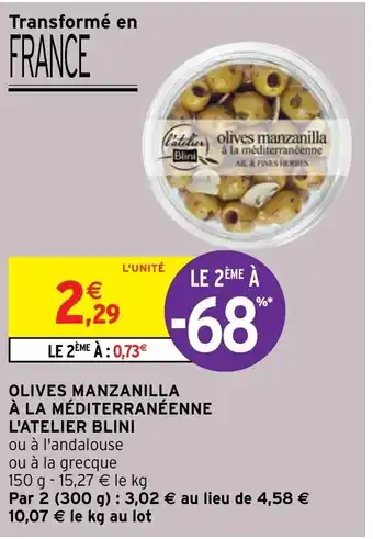 Intermarché Hyper Olives Manzanilla à La Méditerranéenne offre