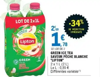 E.Leclerc Green Ice tea Saveur Pêche blance Lipton offre