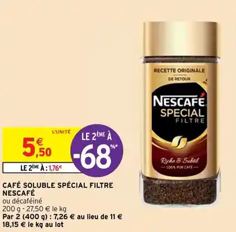 Intermarché Hyper Café Soluble Spécial Filtre Nescafé offre