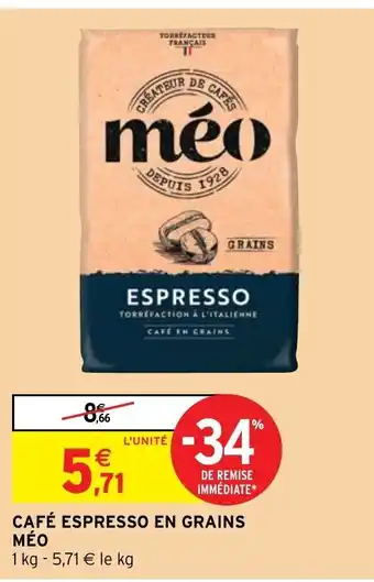 Intermarché Hyper Café Espresso En Grains Méo offre