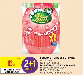 Intermarché Hyper Bonbons Fili Dooo XL Fraise offre