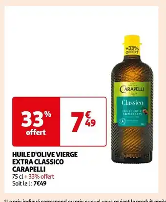 Auchan Supermarché Huile D'olive Vierge Extra Classico Carapelli offre