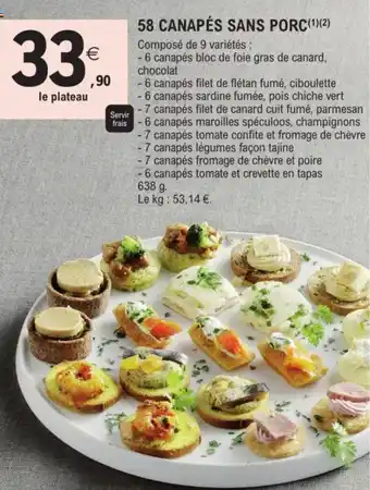 E.Leclerc 58 canapés sans porc offre