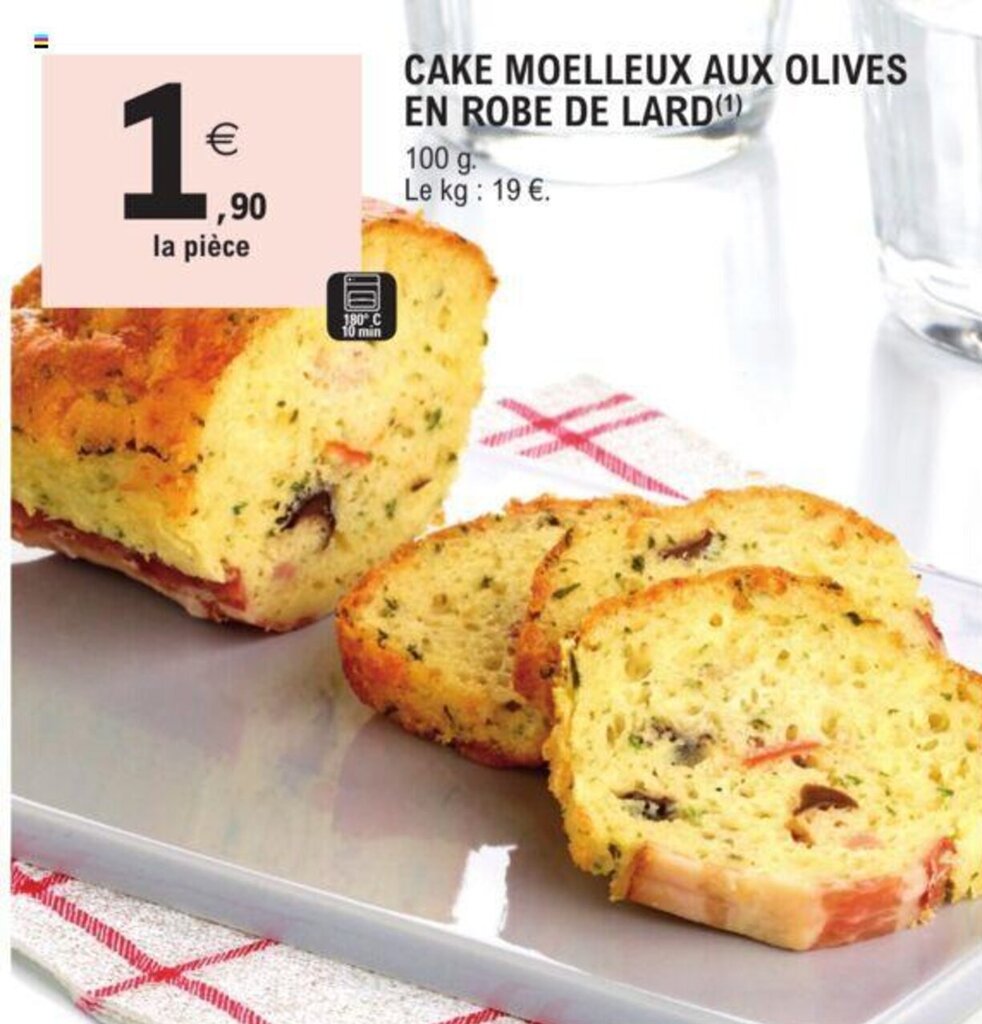 Promo Cake moelleux aux olives en robe de lard chez E.Leclerc