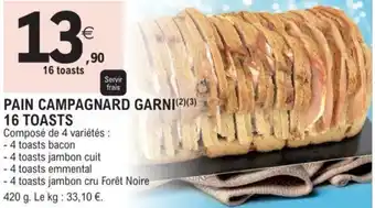 E.Leclerc Pain campagnard garni 16 toasts offre