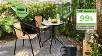 Ensemble table et fauteuil jardin koral