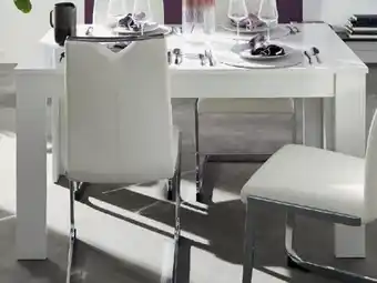 BUT Table L.140 + 1 allonge blanc brillant Diana offre
