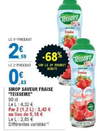 E.Leclerc Sirop Saveur Fraise Teisseire offre