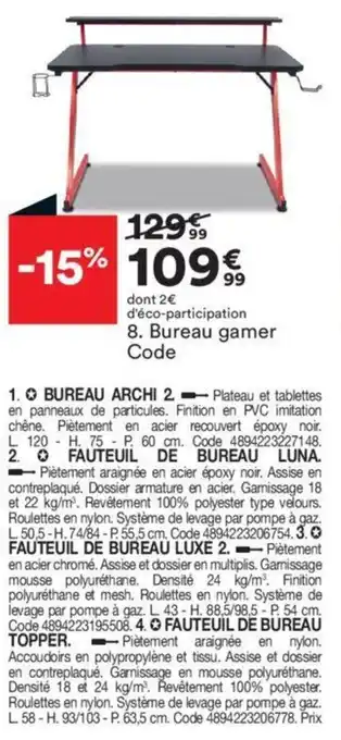 BUT Bureau gamer Code offre