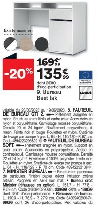 BUT Bureau Best lak offre