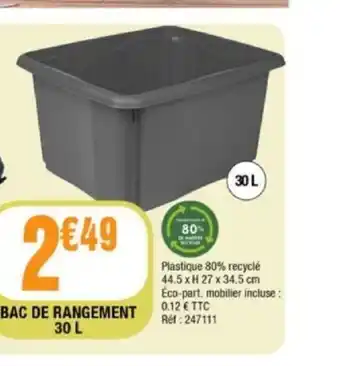 La Foir'Fouille Bac de rangement 30L offre
