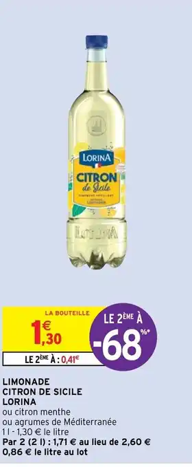 Intermarché Hyper Limonade Citron De Sicile Lorina offre