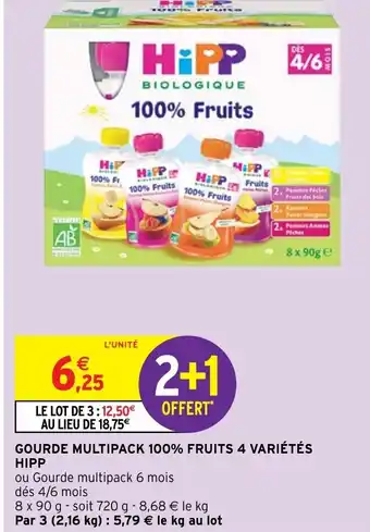 Intermarché Hyper Gourde Multipack 100% Fruits 4 Variétés Hipp offre