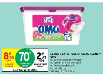 Intermarché Hyper Lessive Caps Rose et Lilas Blanc offre