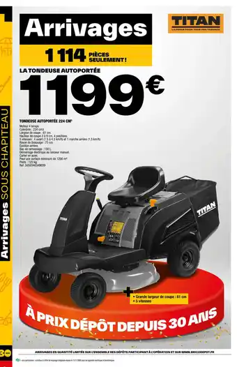Brico Dépôt Tondeuse autoportée 224cm offre