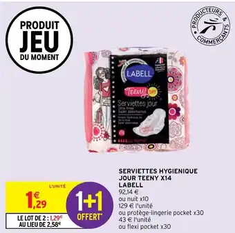 Intermarché Hyper Serviettes Hygienique Jour Teeny X14 offre