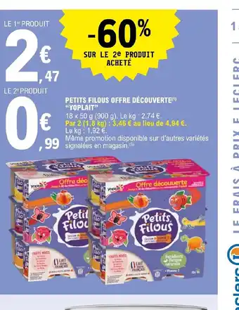 E.Leclerc Petits filous offre decouverte yoplait offre