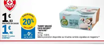 E.Leclerc Yaourt brasse coco nature nat & vie offre
