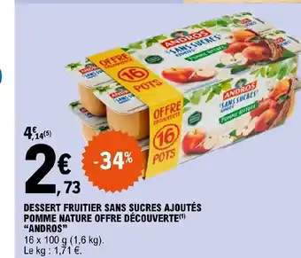E.Leclerc Dessert fruitier sans sucres ajoutes pomme nature offre decouverte andros offre