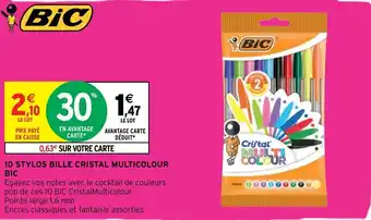 Intermarché Hyper 10 Stylos Bille Cristal Multicolour offre