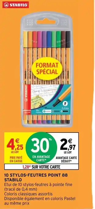 Intermarché Hyper 10 Stylos-Feutres Point 88 Stabilo offre