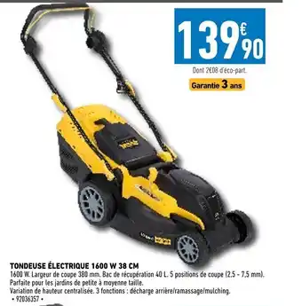 Brico Cash Tondeuse électrique 1600 W 38 cm offre