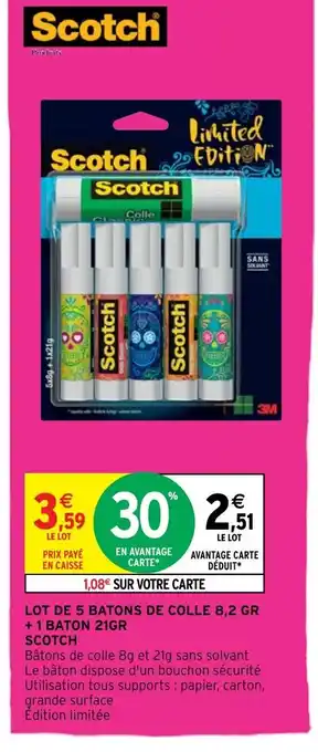 Intermarché Hyper Lot de 5 Batons de Colle 8,2 GR + 1 Baton 21GR offre