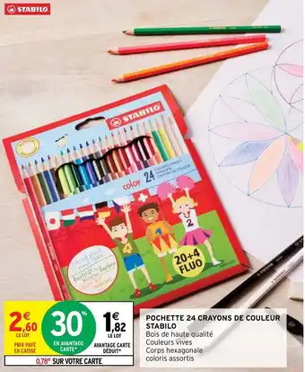 Intermarché Hyper Pochette 24 Crayons de Couleur Stabilo offre