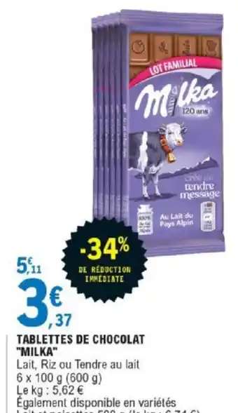 E.Leclerc Tablettes De Chocolat Milka offre