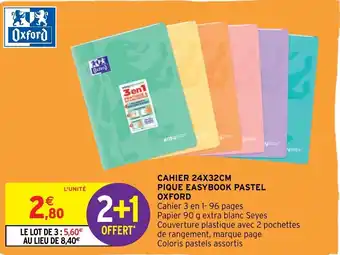 Intermarché Hyper Cahier 24x32 Pique Easybook Pastel Oxford offre
