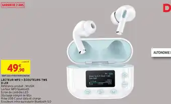 Intermarché Hyper Lecteur MP3 + écouteurs TWS D-Jix offre