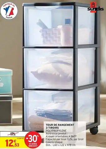 Intermarché Hyper Tour de Rangement 3 Tiroirs offre