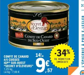 E.Leclerc Confit De Canard 4/5 Cuisses Secret d'éleveurs offre