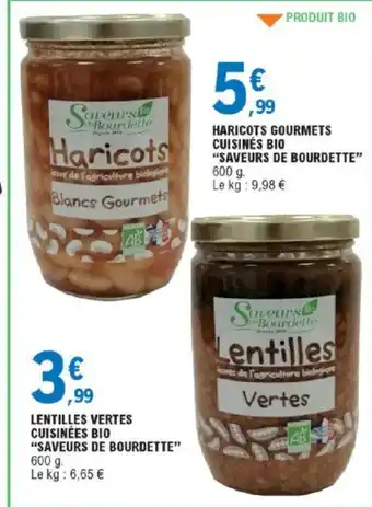 E.Leclerc Lentilles vertes cuisinées bio Saveurs de Bourdette offre
