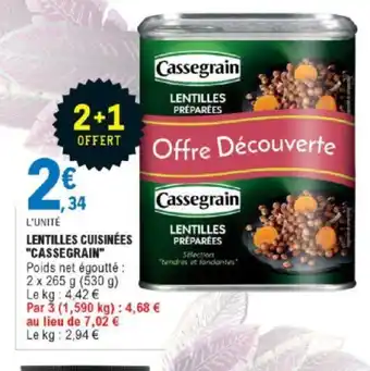 E.Leclerc Lentilles cuisinées Cassegrain offre