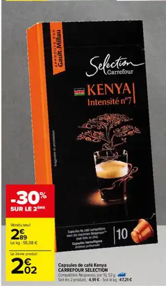 Carrefour Capsules De Café Kenya Carrefour Selection offre