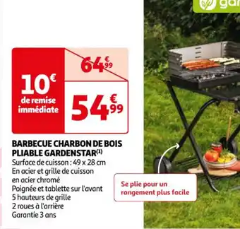 Auchan Barbecue charbon de bois pliable gardenstar offre